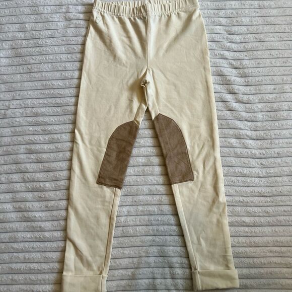 Ralph Lauren Cream and Brown Leggings with Suede Accents NEW - Picture 1 of 4